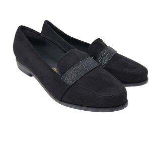 Angel Steps Womens Black Microsuede Loafers Size 8W Wide Comfortable Slip On Sho